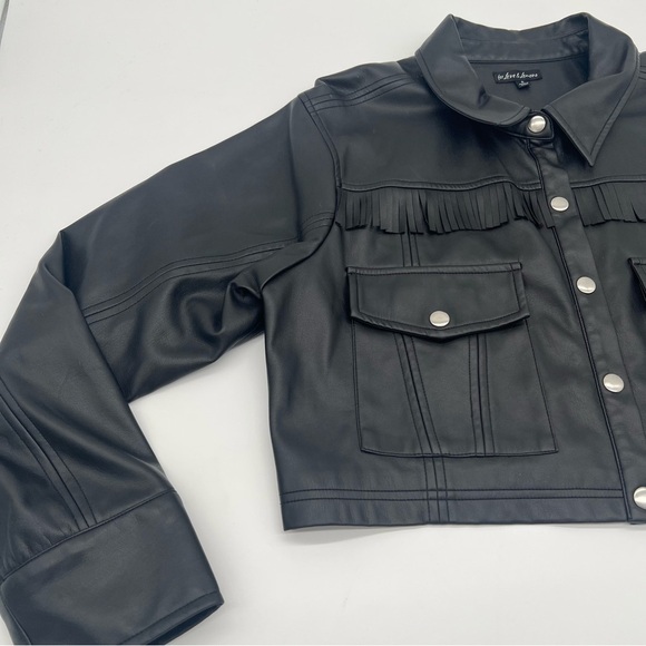 For Love & Lemons Afton Cropped Faux Leather Jacket – Size S - Picture 4 of 15